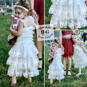 Toddler girl dress lace ruffles Ivory 2T photo NEW